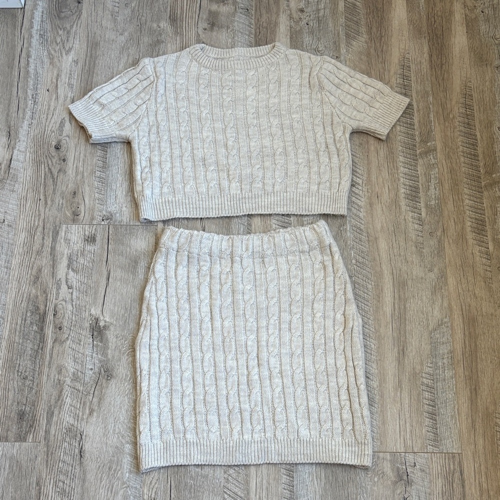 DRESS SALE! Cable Knit Crop Top and High Waisted Skirt Set